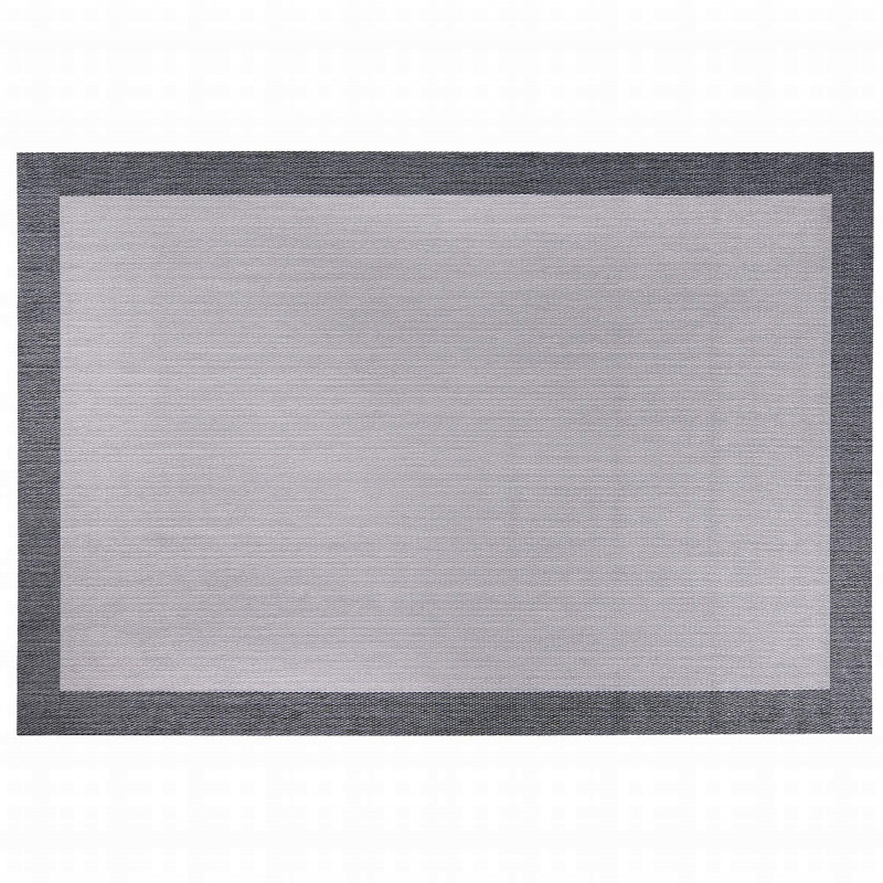 Tapis vinyle tissé gris  avec bordure - ELEGANT
