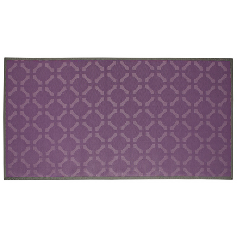 Tapis vinyle tissé Géom violet avec ganse ELEGANT